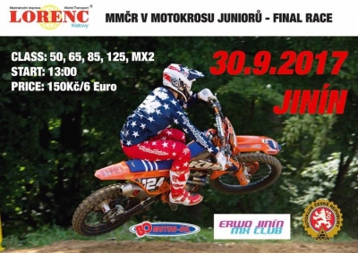 Pozvánka na finálový závod MMČR Junior v motokrosu, Jinín, 30.9.2017